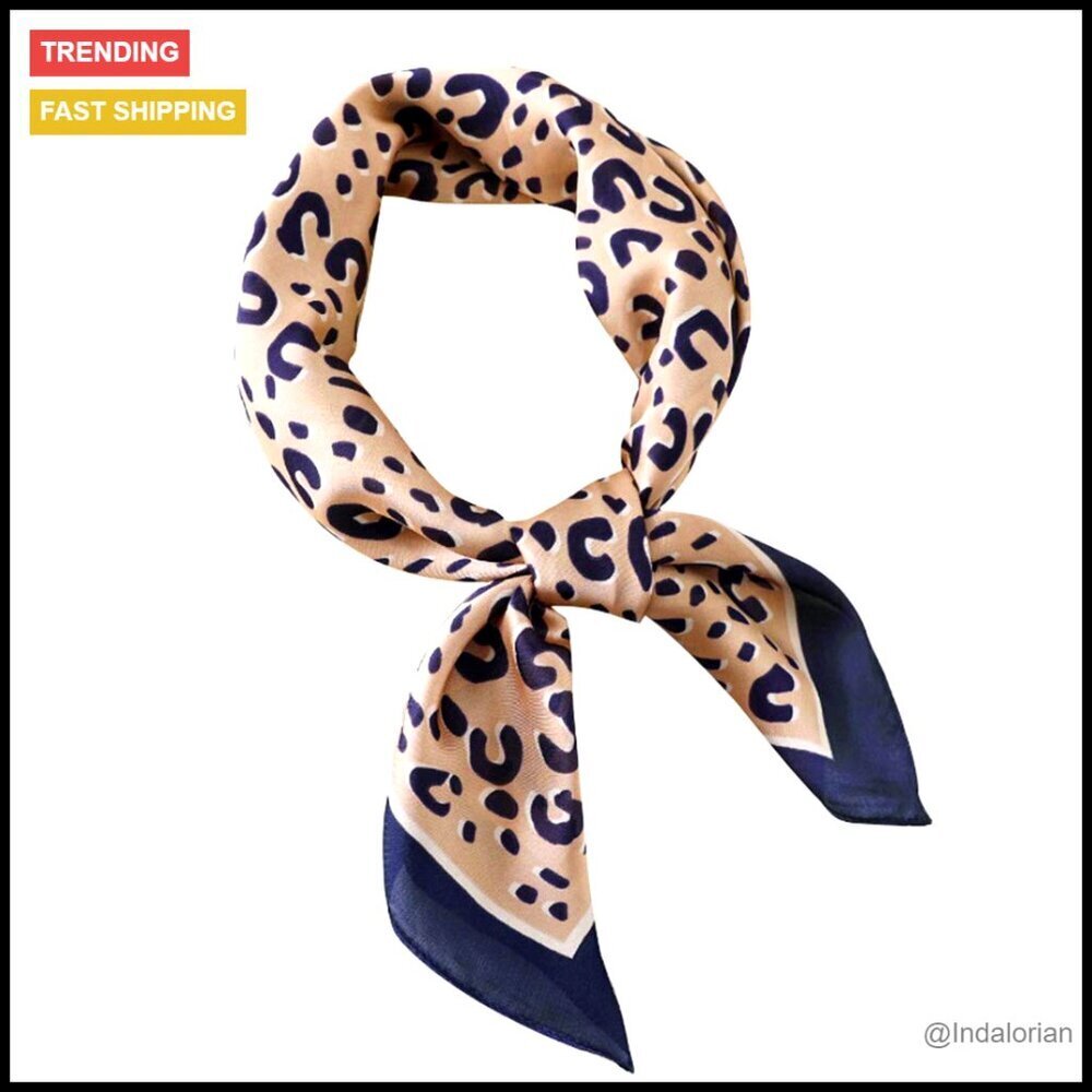 Silk Hair Scarf Leopard Print Square Bandana Versatile Accessory Chic